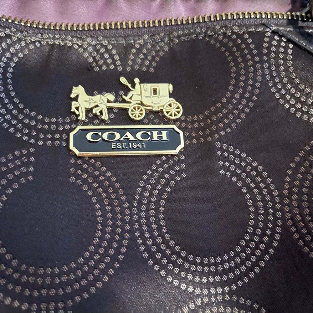 Coach Black and Gold Shoulder Bag with Iconic Logo